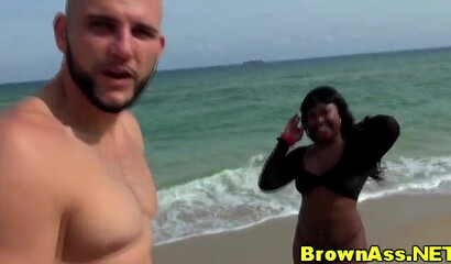 Big booty ebony chick riding white dick cowgirl style before getting cum all over her face