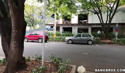 Provocative big ass Latina sucking and fucking a big black boner on the backseat of a car