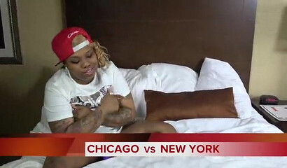 Blonde lesbian ebony with giant ass and perfect tits has her wet pussy nailed with strapon