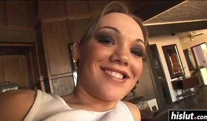 Slutty brunette drives a black man insane with her fat ass so he has to impale her wet pussy