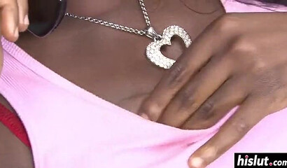 Young ebony with massive ass sucks his throbbing cock and lets it impale her balls deep