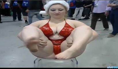 Crazy chubby amateur slut showing off her big fat butt and spreading her legs on webcam