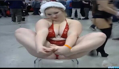 Crazy chubby amateur slut showing off her big fat butt and spreading her legs on webcam
