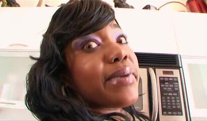 Black dude eats the cheeks of a big booty black girl and then gets her pounded real hard