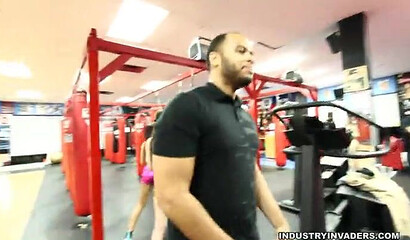 Two big booty cuties show off their amazing assets in the gym while they work out hard