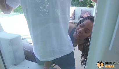 Naughty ebony Kira Noir does anal with her neighbor