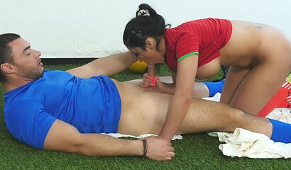 Busty soccer Latina Sonia Kel fucks on the field