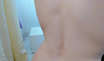 Gorgeous brunette babe plays with pussy on webcam