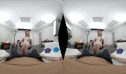 Busty blonde mom rides cock in VR POV