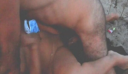 Mature blonde blows cock outdoors and gets fucked