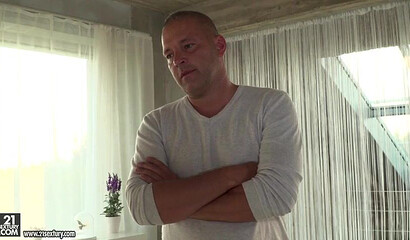 Sexy blonde chick with big tits ties anal sex