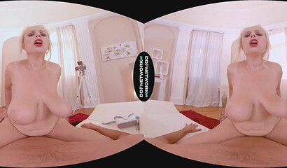 Blonde with big tits Angel Wicky rides cock in VR
