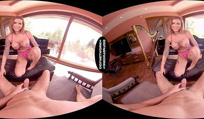 Blonde slut with big tits Heidi Van Horny fucks in VR POV