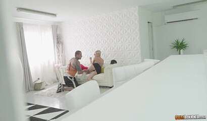 Sexy blonde MILF with big tits rides cock with her thick ass