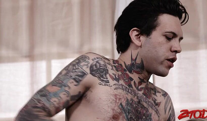 Blonde MILF with big round tits Tegan James fucks with biker guy