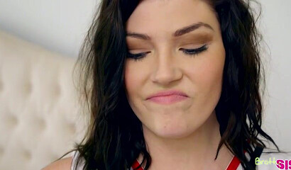 Slutty cheerleader Jessica Rex riding stepbro's big cock