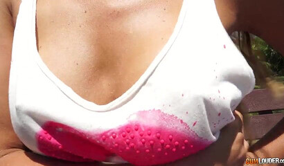Blonde chick with big tits Carol Ferrer gets pussy slammed