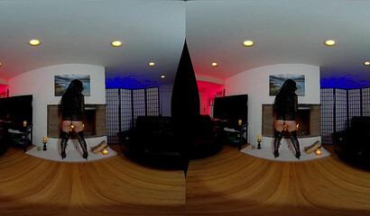VR solo action with kinky brunette slut