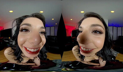 VR solo action with kinky brunette slut