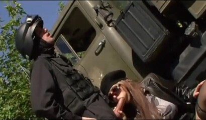 Soldier fucks blonde military MILF Tarra White