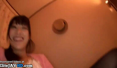 Busty Japanese schoolgirl gets fucked in her hairy pussy