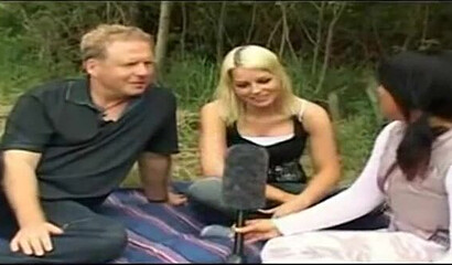 Outdoor threesome with two busty sluts