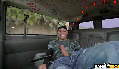 Blonde Latina MILF fucking in a bang van