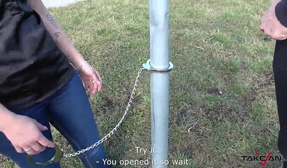 Short haired blonde with big ass gets fucked in a van