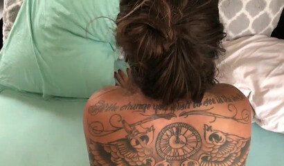 Thick amateur slut rides big dick with her butt in POV style