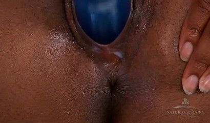 Naughty ebony with big ass masturbates with dildo