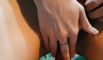 Sexy young sister strips her red undies and gives her cunt for slamming