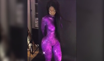 Compilation of big booty ebonies posing naked with body art on them