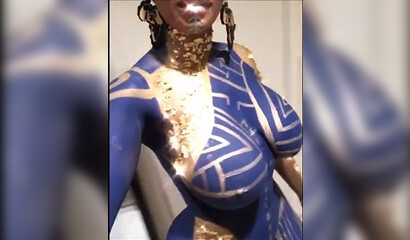 Compilation of big booty ebonies posing naked with body art on them