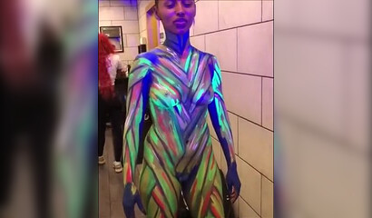 Compilation of big booty ebonies posing naked with body art on them