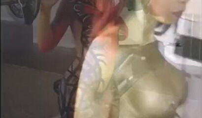 Compilation of big booty ebonies posing naked with body art on them