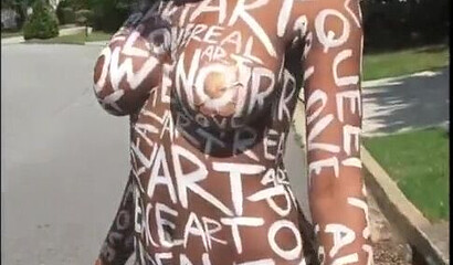 Compilation of big booty ebonies posing naked with body art on them