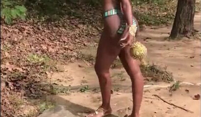 Compilation of big booty ebonies posing naked with body art on them