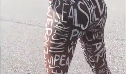 Compilation of big booty ebonies posing naked with body art on them