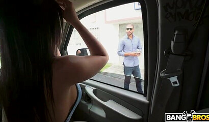 Latina with amazing big ass and tits twerks in the van