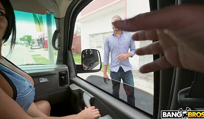 Latina with amazing big ass and tits twerks in the van