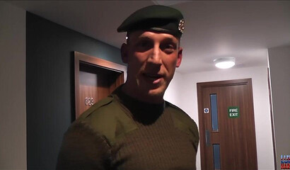 Military blonde with big tits Mila Milan gets fucked in a threesome