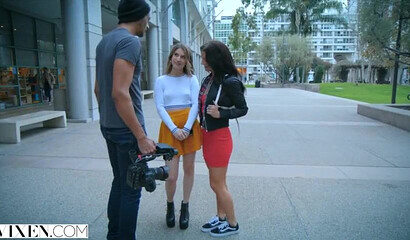 Young beauties Evelin Stone and Kristen Scott enjoy massive black prick