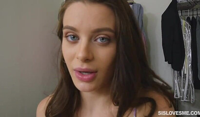 Horny step sister Lana Rhoades riding bro's big boner