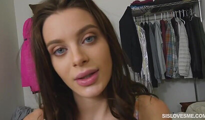 Horny step sister Lana Rhoades riding bro's big boner