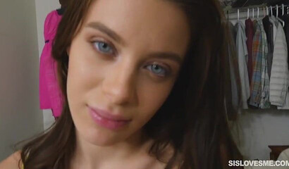 Horny step sister Lana Rhoades riding bro's big boner