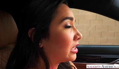 Sexy brunette girl Karlee Grey rides cock and gives titjob