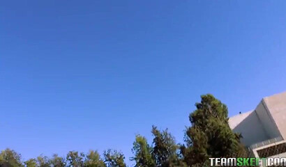 Adorable blonde slut Lyra Law sucks dick and takes it in her vagina POV