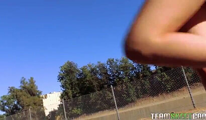 Adorable blonde slut Lyra Law sucks dick and takes it in her vagina POV