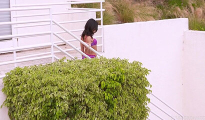 Gorgeous brunette and petite girl Megan Rain takes massive black schlong