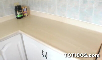 Amateur big titted brunette blows knob and gets it between her legs